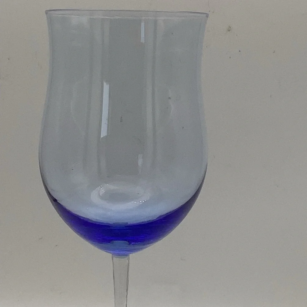 Six Spectrum Hand Blown Crystal Tulip Wine Goblets